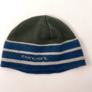 Retro Columbia Convert Winter beanie hat green blue youth size